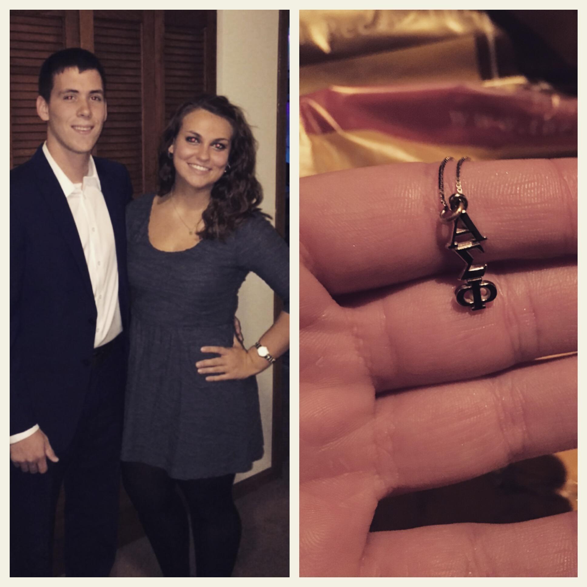 Tyler lavaliered Jenna into his brotherhood of Alpha Sigma Phi.