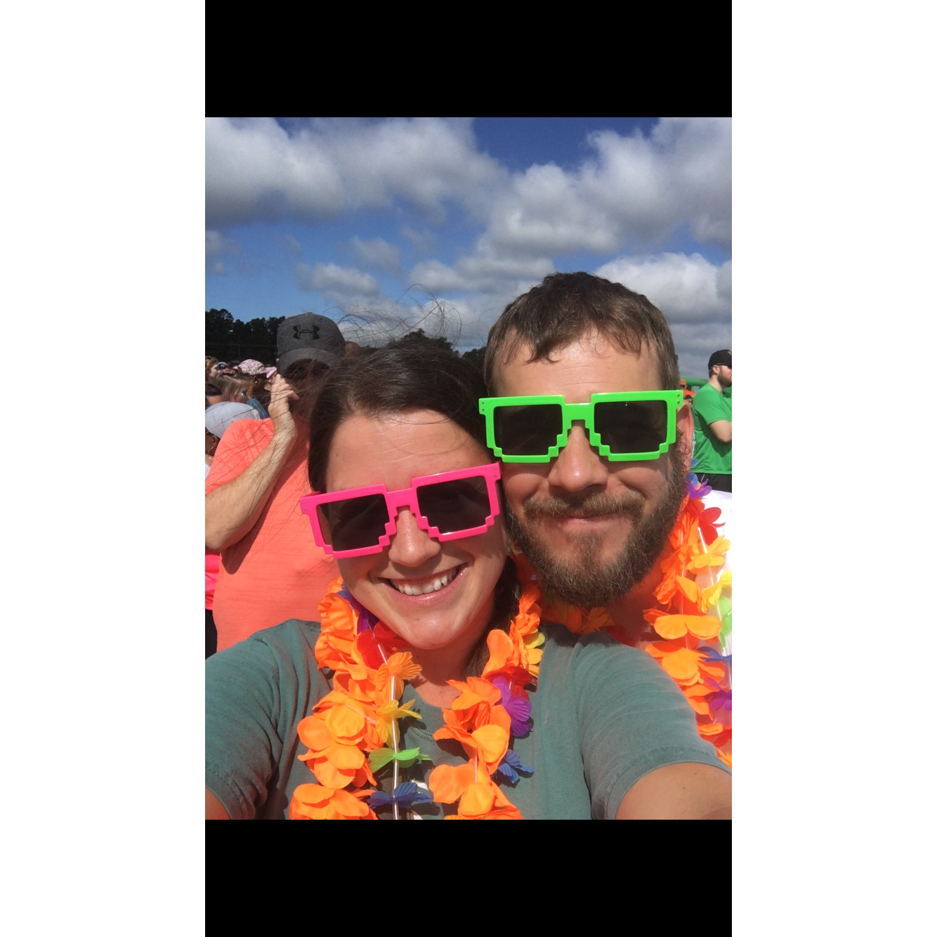 Our first 5K! It was called the Insane Inflatable 5K