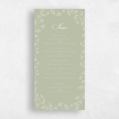 Olive Sage, Green Wedding Menu - Fawn