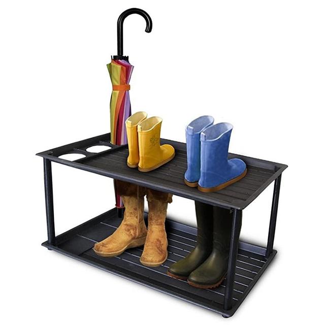 Innover | Two-Tier Boot Tray with Umbrella Stand, Multi-Purpose Shoe Rack Entryway Organizer