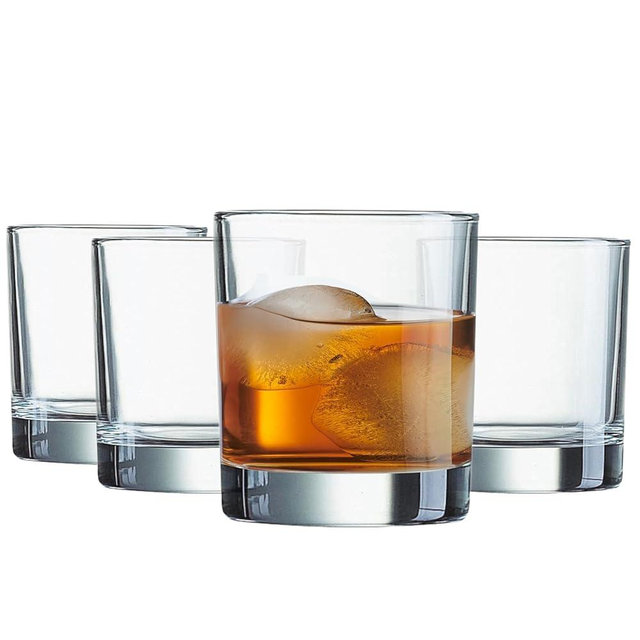 Le'raze Set of 12 Heavy Base Rocks Glass Cups, Elegant Old Fashioned Drinking Glasses Set for Whiskey, Cocktails, Beer and More - Dishwasher Safe, Lead and BPA Free - 10oz.