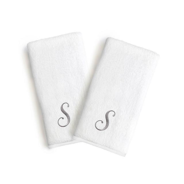 Linum Home Linum Gray Font Monogrammed Luxury 100% Turkish Cotton Novelty 2-Piece Hand Towels, 16" x 30"