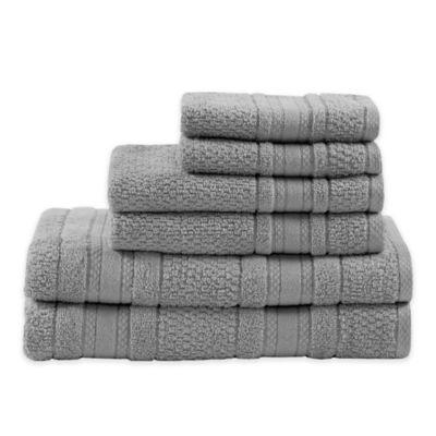 Madison Park Essentials Adrien Bath Towels in Silver (Set of 6)