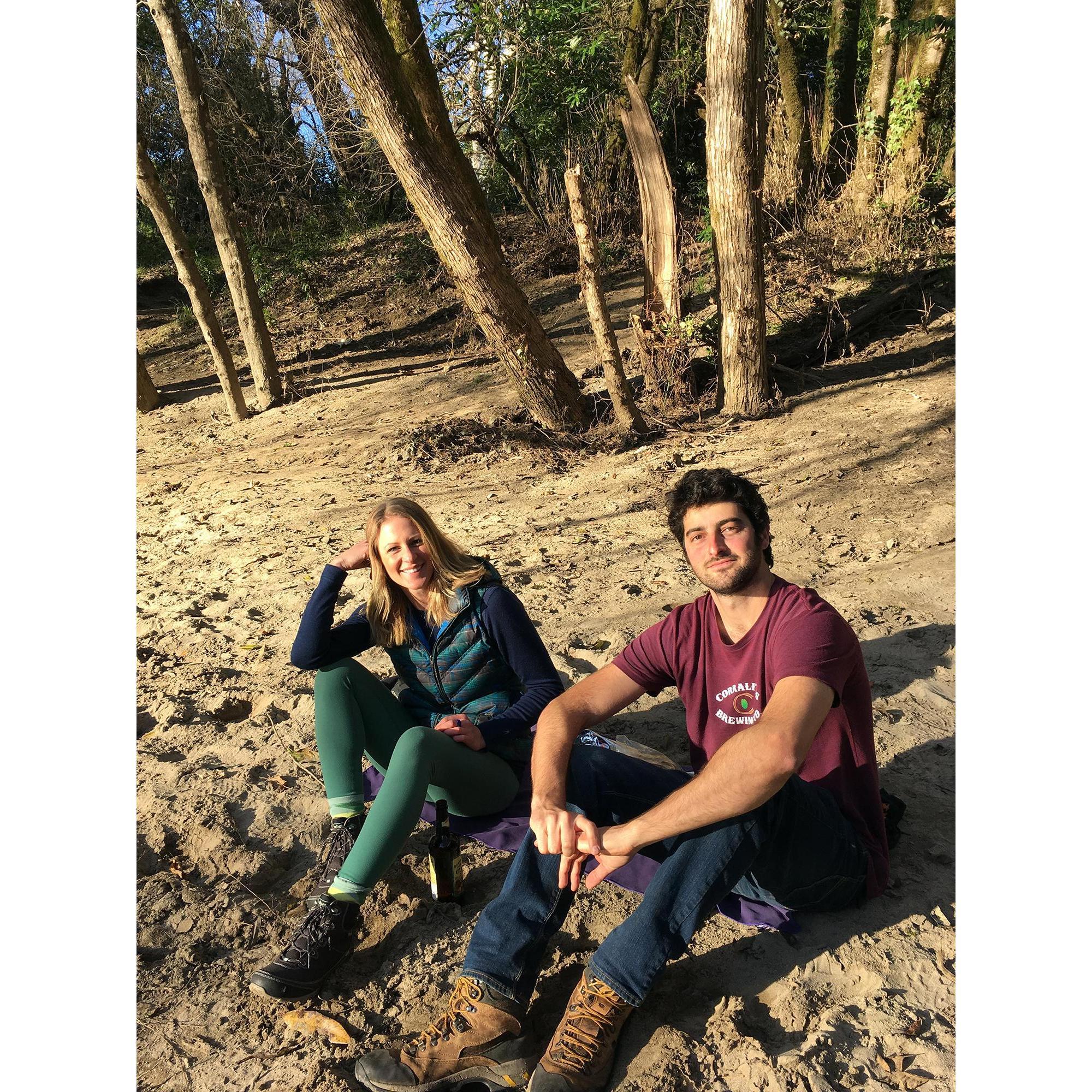 New Years Eve 2016 at Henry Cowell with Helen and Lucas. Our first picture together!