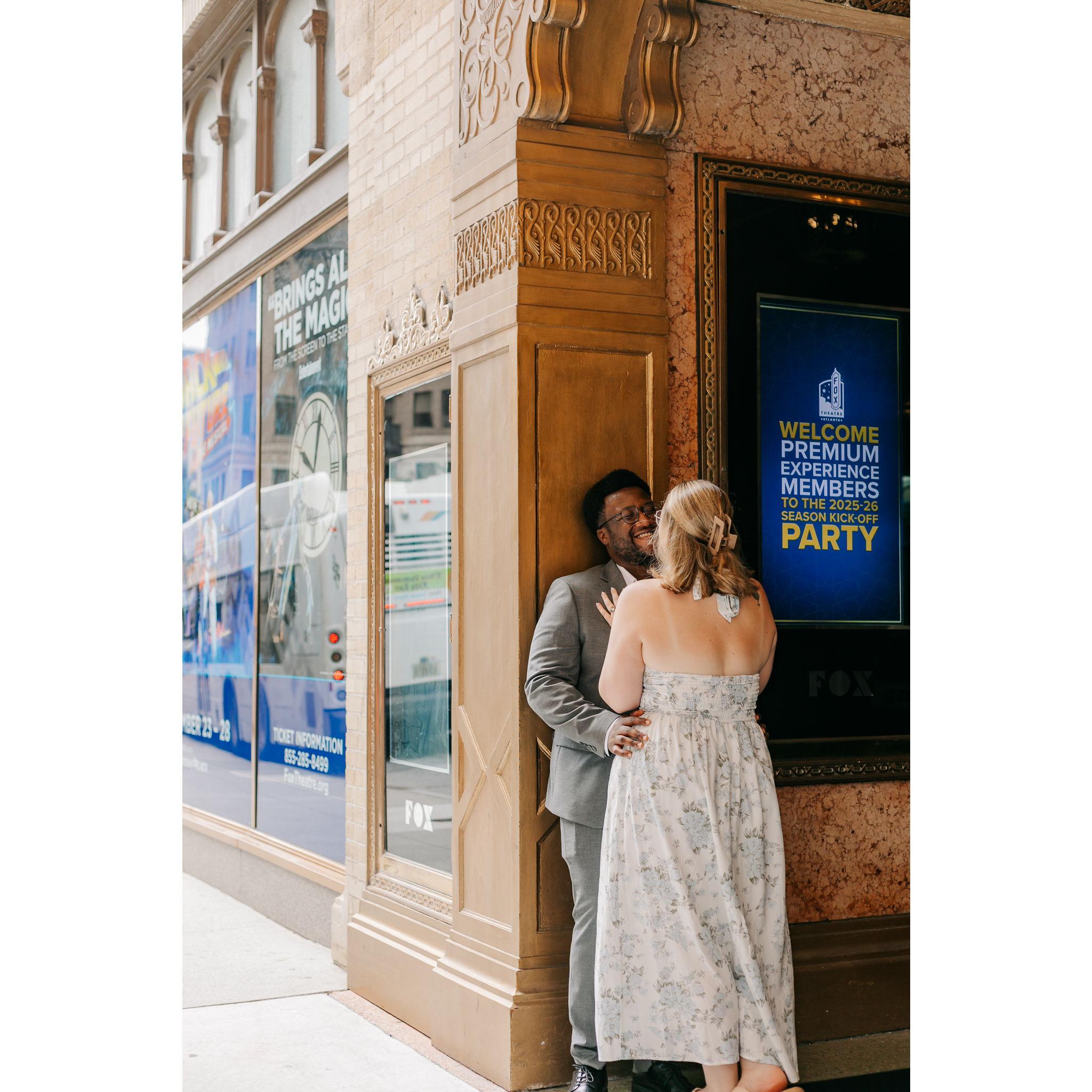 Engagement Photos at The Fox Theatre in Atlanta.