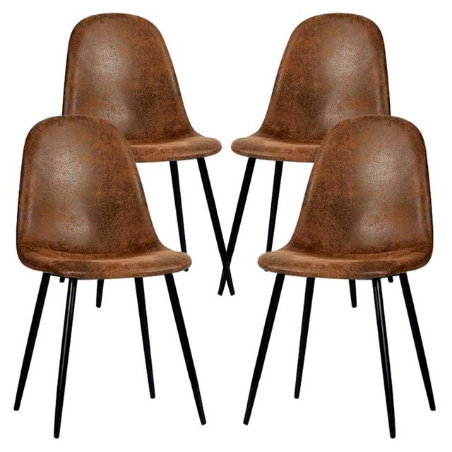 FurnitureR Dining Chairs Set of 4, Fabric Suede Dining Room Side Seating, Kitchen Chairs with Metal Legs for Living Room,Dark Brown