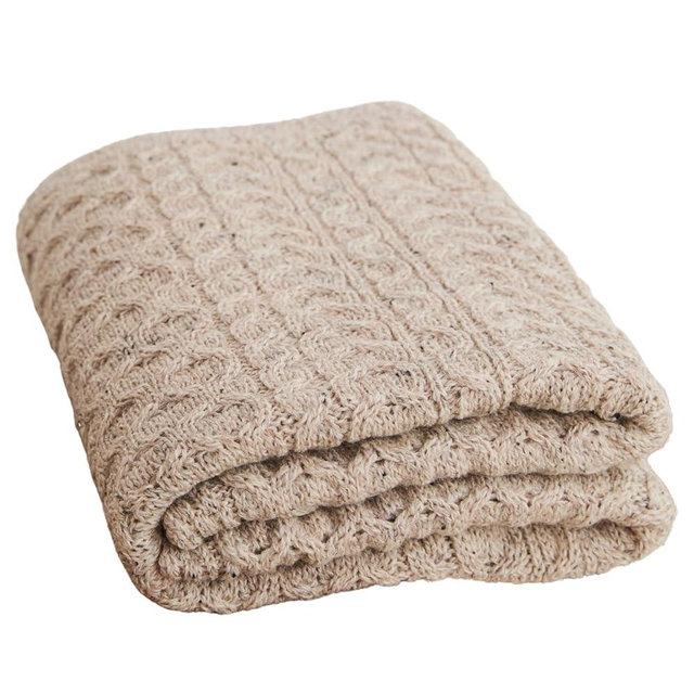 Aran Woollen Mills Aran Classic Wool Blanket - Worsted Soft Irish Wool - Throw Blanket 36" x 60" - Made in Ireland