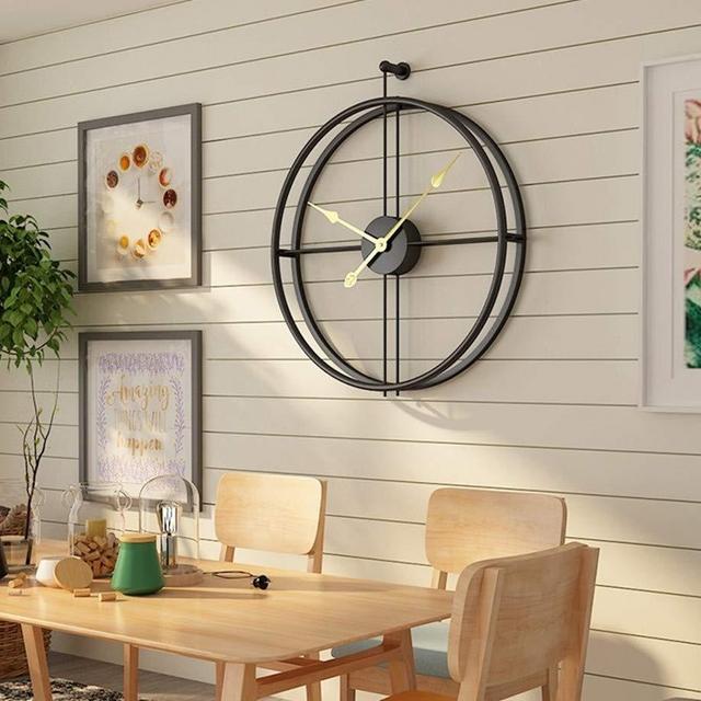 Univer-Co Modern 3D Wall Clocks Battery Operated Decorative 20"x24" Round Iron Metal Clock for Living Room, Bedroom, Office (Black)
