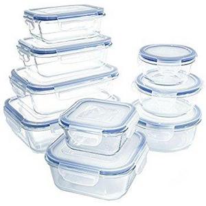 18 Piece Glass Food Storage Container Set - BPA Free - Use for Home, Kitchen and Restaurant - Snap On Lids Keep Food Fresh with Airtight Seal Safe for Dishwasher, Freezer, Microwave and Oven