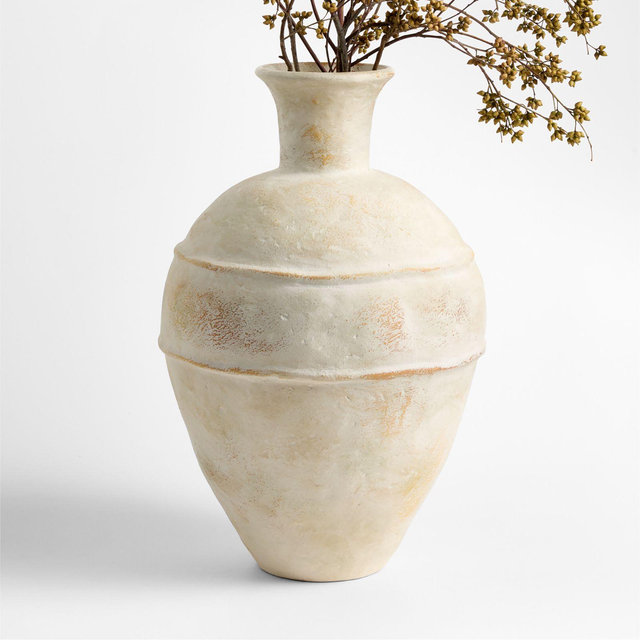 Museion Large Cream Earthenware Clay Vase 18.5 by Jeremiah Brent