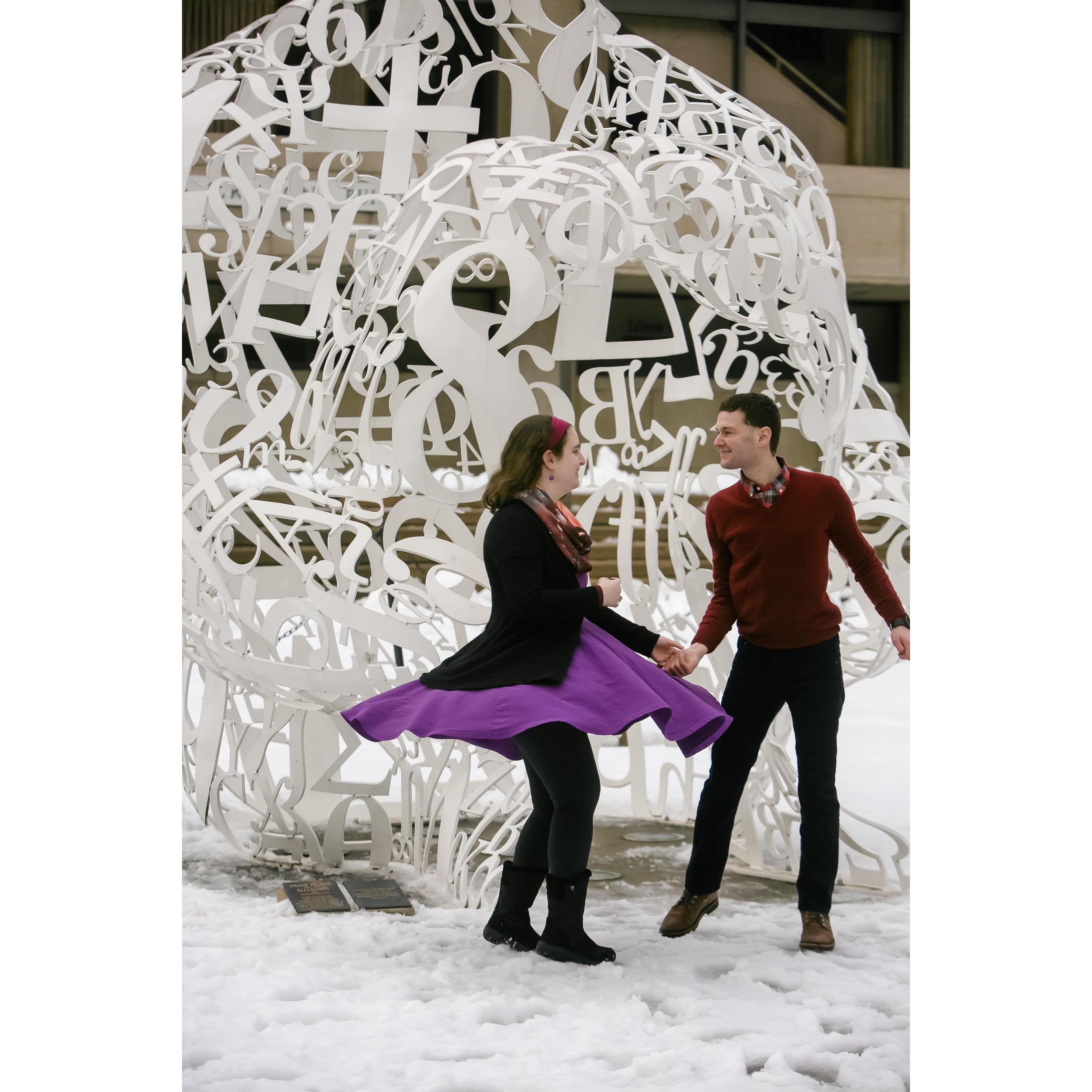 This statue is on MIT's campus and is an embodiment of our nerdiness