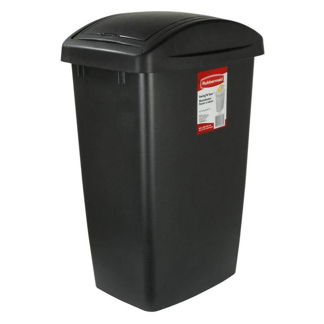 Rubbermaid Swing-Top Lid Recycling Bin for Home, Kitchen, and Bathroom, 12.5 Gallon, Gray
