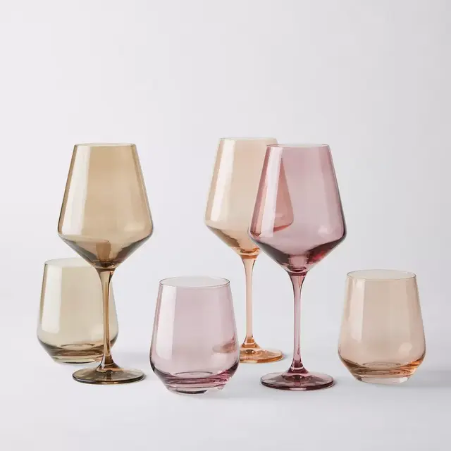 Estelle Hand-Blown Colored Wine Glasses (Set of 6)