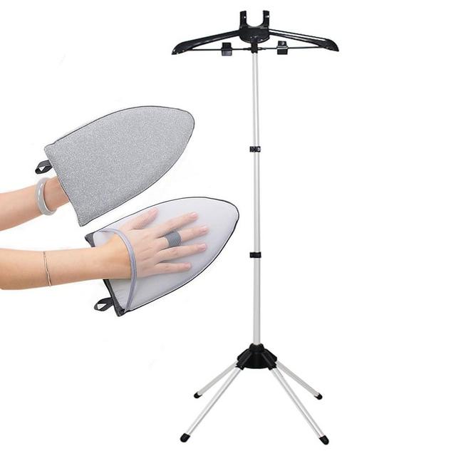 Handheld garment steamer rack + Ironing Glosves,Garment hanger for steaming clothes,Standing fabric steamer coat hanger,Folding garment clothes,Drying rack,Handheld hanging ironing machine hanger