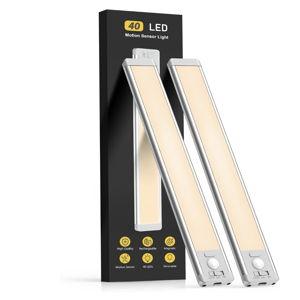 Under Cabinet Lighting, 2 Pack Rechargeable Motion Sensor Light Indoor, 5 Levels Dimmable Magnetic Closet Lights, Wireless Under Counter Lights for Kitchen, Stairs