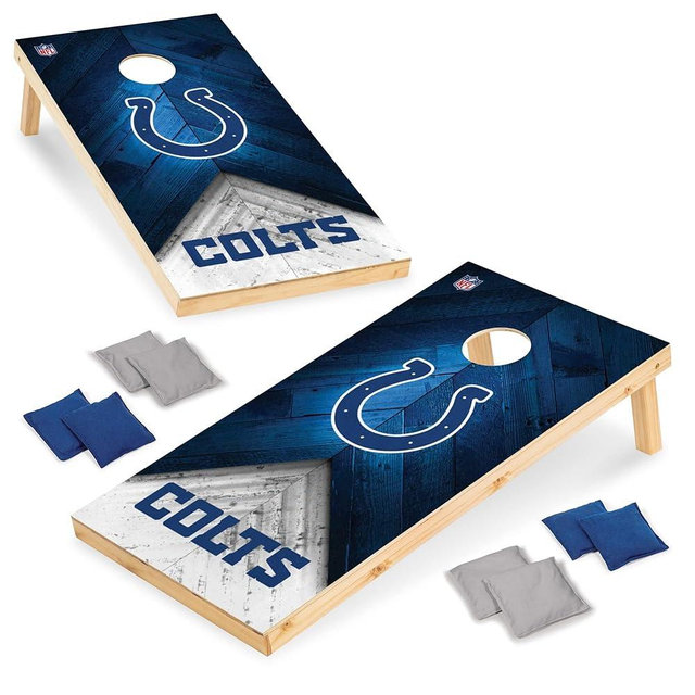Wild Sports NFL Football 2' x 4' Regulation Size Solid Wood Cornhole Set with Direct Print HD Team Graphics Great Gift for Any Football Fan! Bean Bag Toss Family Outdoor Game
