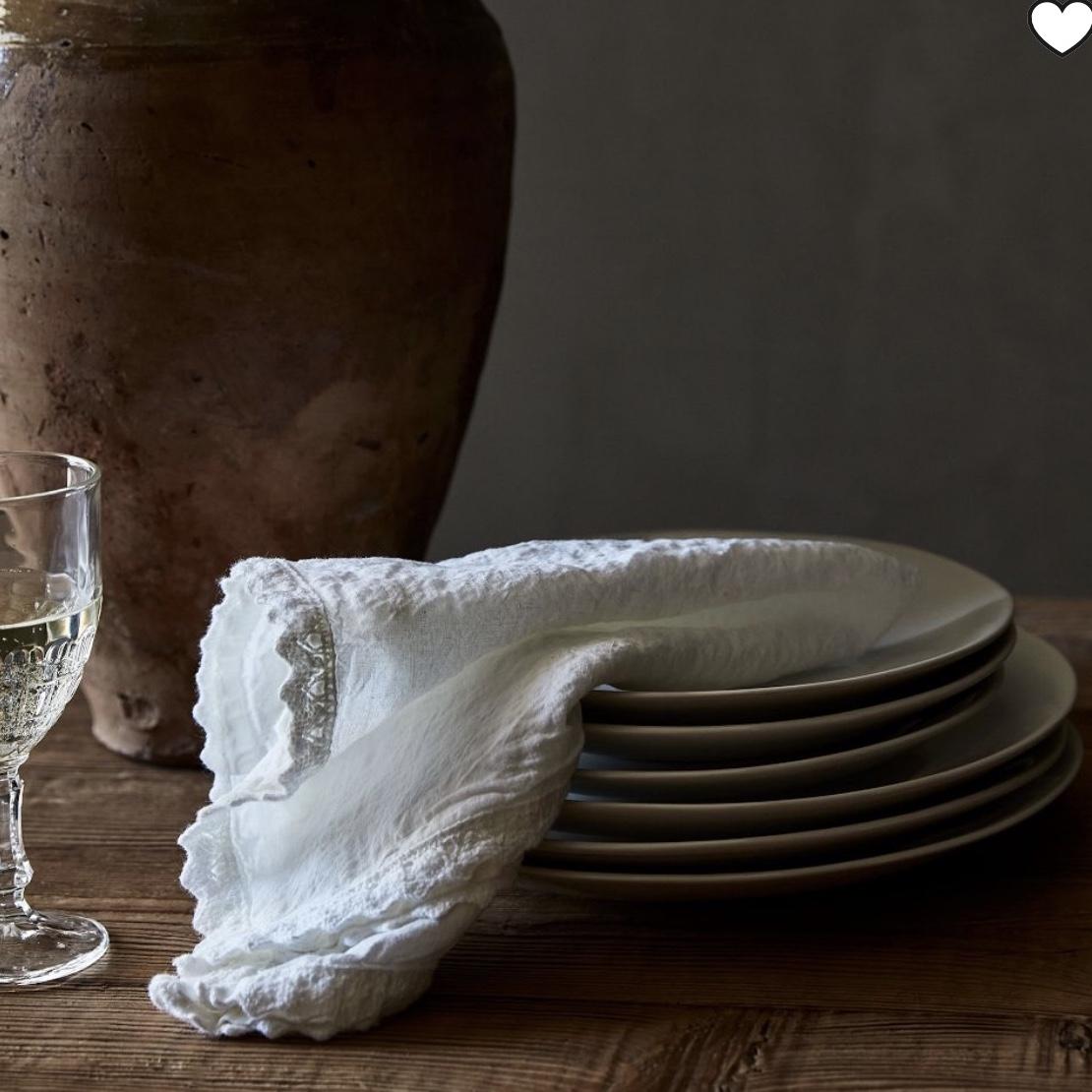 Linen Crochet Napkins in color WHITE