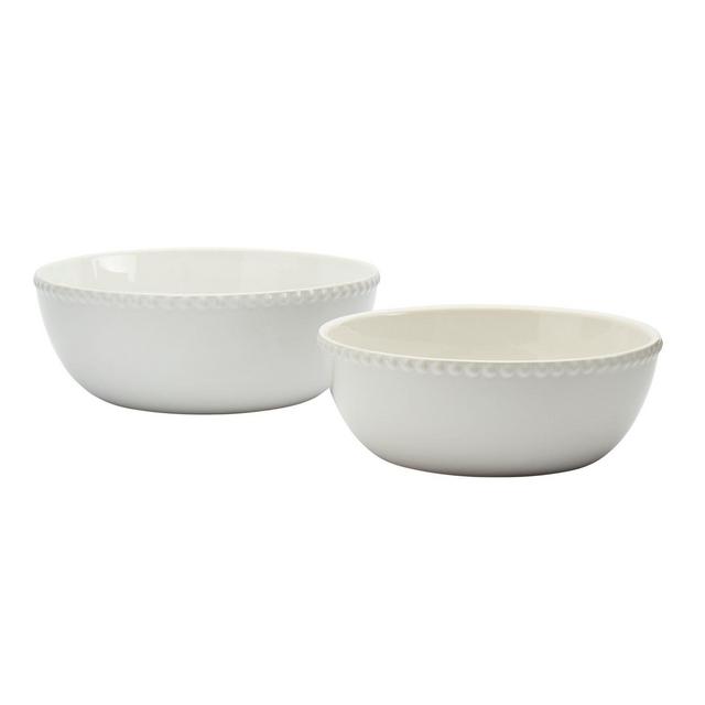 Modern Farmhouse Turkey 2-Piece Beaded Serving Bowl Set