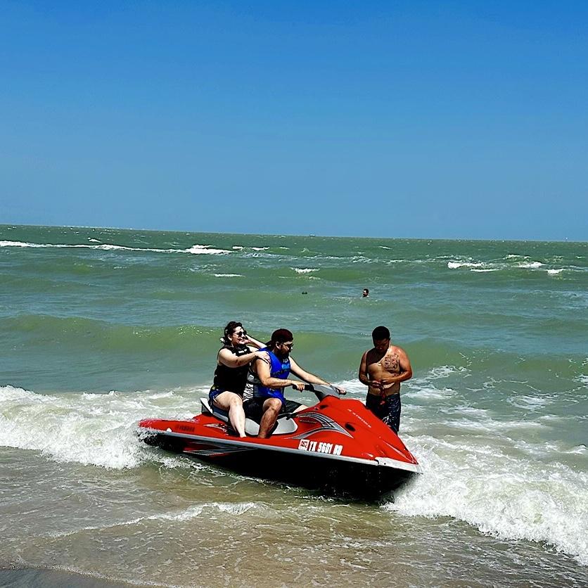 In Corpus was the first time we rode a jet ski together! It was fun/scary and we fell off 2 minuets into it!