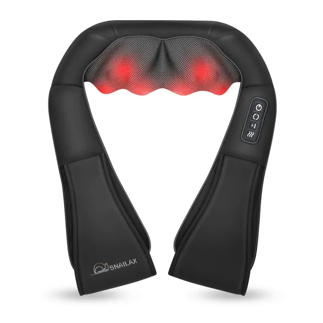 SNAILAX Shiatsu Neck Massager with Heat, Neck and Shoulder Massager with 3D Roller