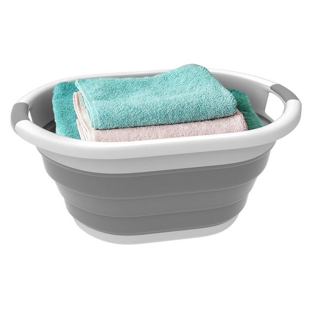 Hastings Home Collapsible Space-Saving Comfort Grip Multiuse Organizer/Laundry Basket - Gray