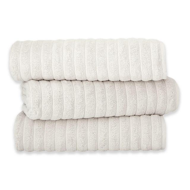 Classic Turkish Towels Turkish Cotton Ribbed Bath Sheets in Birch (Set of 3)