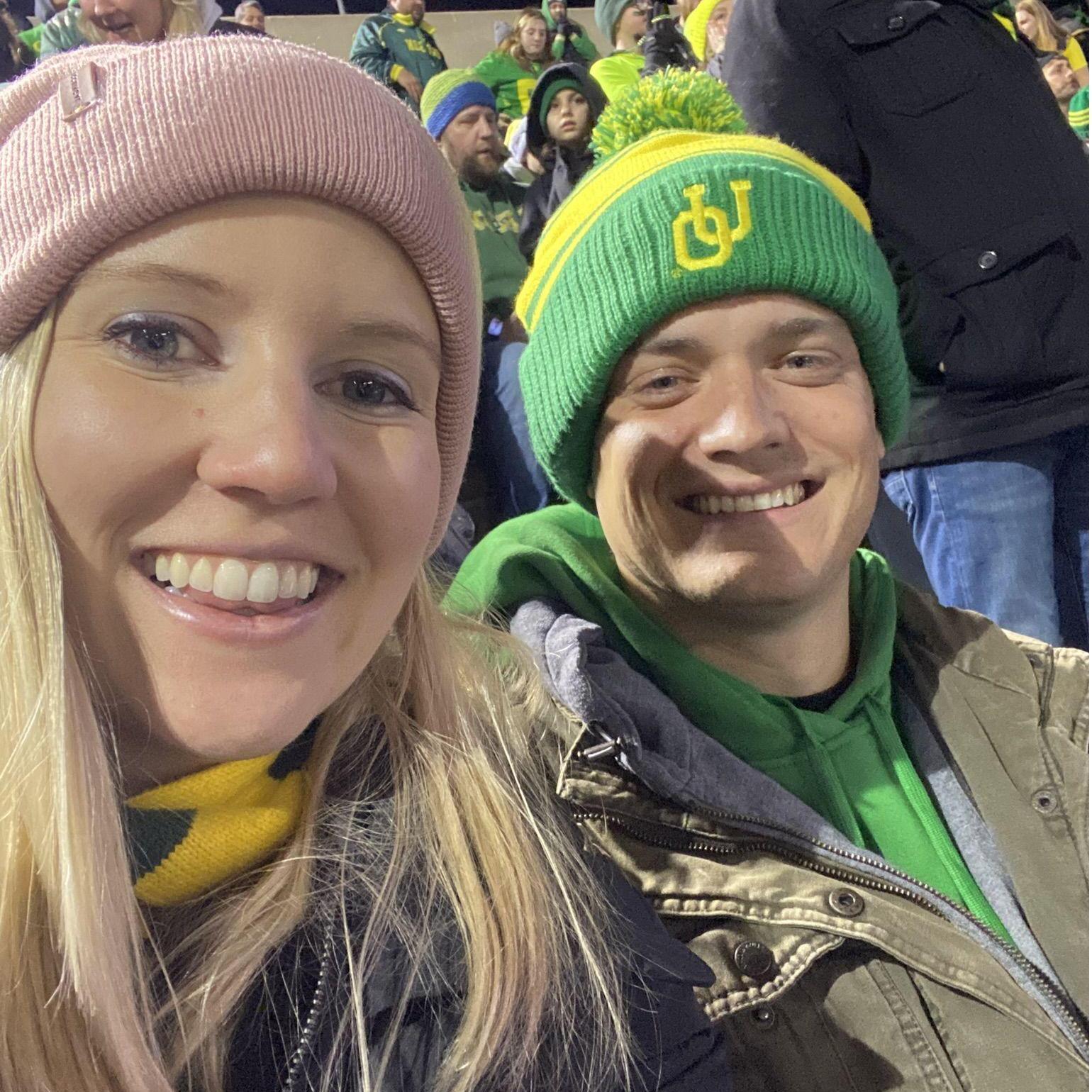 An Oregon Duck game in Eugene with Matt's family