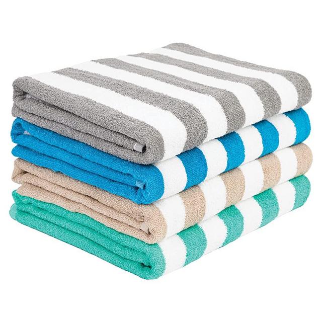 Arkwright Oversized Striped Beach Towels - Absorbent, Quick Drying, Ringspun Cotton Bulk Pool Towel, Perfect for Gym, Bath, and Spa, 30 x 70 in, (Pack of 4), Multiple