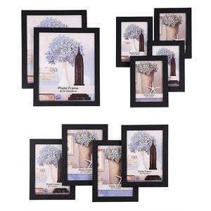 Songmics - SONGMICS Picture Frames Set of 10 Frames with Glass Front - Two 8" x 10" in, Four 5" x 7" in, Four 4" x 6" in, Collage Photo Frames Wood Grain Black URPF10B