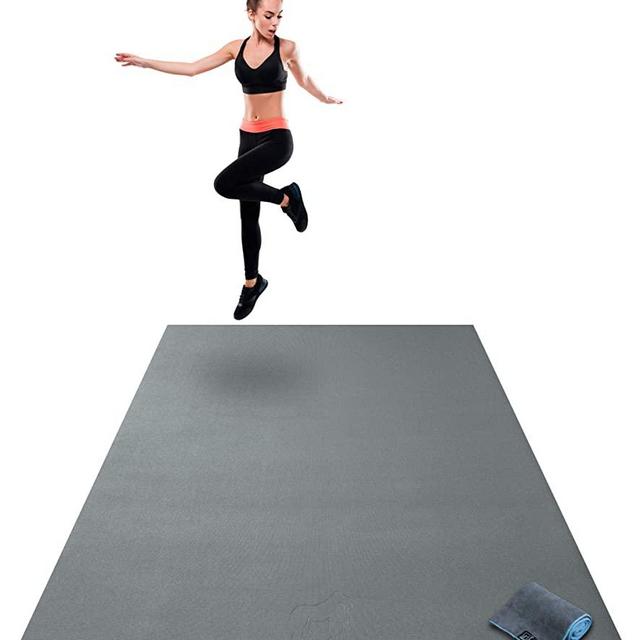 Premium Extra Large Exercise Mat - 7' x 5' x 1/4" Ultra Durable, Non-Slip, Workout Mats for Home Gym Flooring - Jump, Cardio, MMA Mat - Use with or Without Shoes (84" Long x 60" Wide x 6mm Thick)