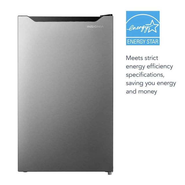 Insignia™ - 4.4 Cu. Ft. Mini Fridge with Door Storage and ENERGY STAR Certification - Stainless Steel