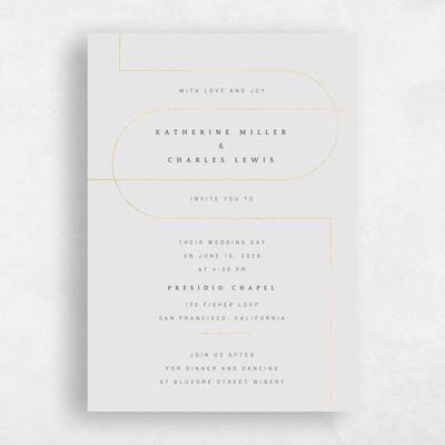Light Gray, Grey Wedding Invitation - Corwin Portrait Foil