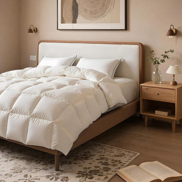 Breathable White Goose Down Fiber Comforter Queen Size 90”x90”, Super Cozy and Soft Hotel Quilted Duvet Insert Queen, All Season Fluffy Comforter,Perfect for Luxurious Comfort for the Master Bedroom