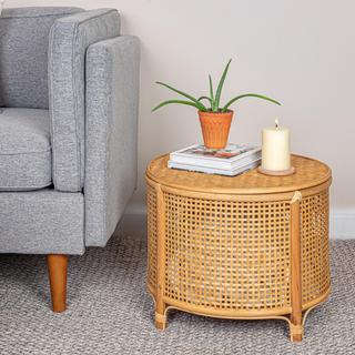 Allegra Bamboo & Rattan Accent Storage Table