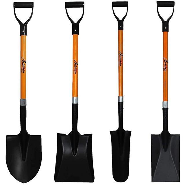 Ashman 4 Various Assorted Shovels (4 Pcs) – 41 Inches Long D Handle Grip – Round Shovel, Square Shovel, Drain Spade Shovel, and Spade Shovel – Premium Quality Multipurpose Assorted Shovels.