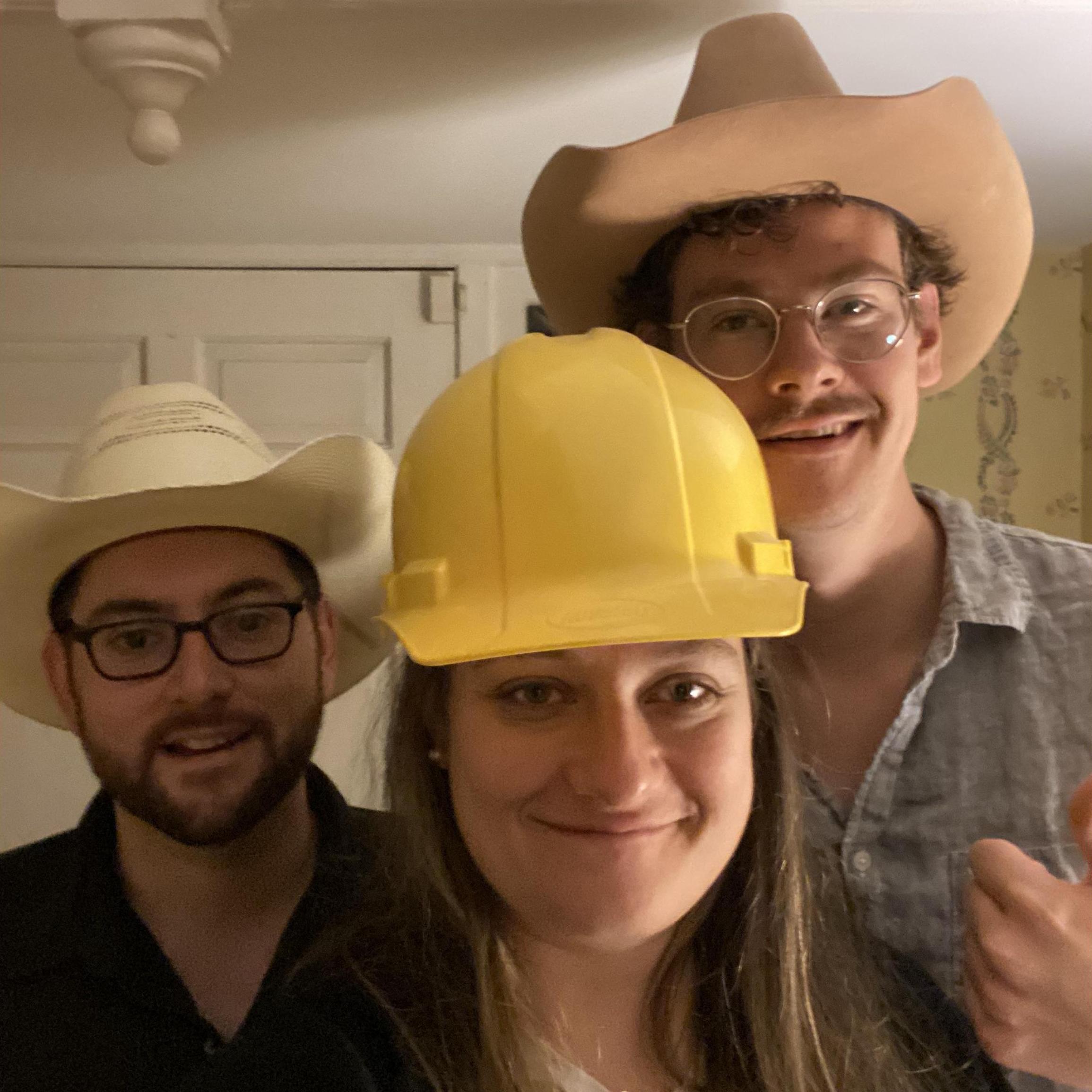 Nick and Jeff meeting for the first time calls for funny hats! June 19, 2020 in Ardmore, PA.