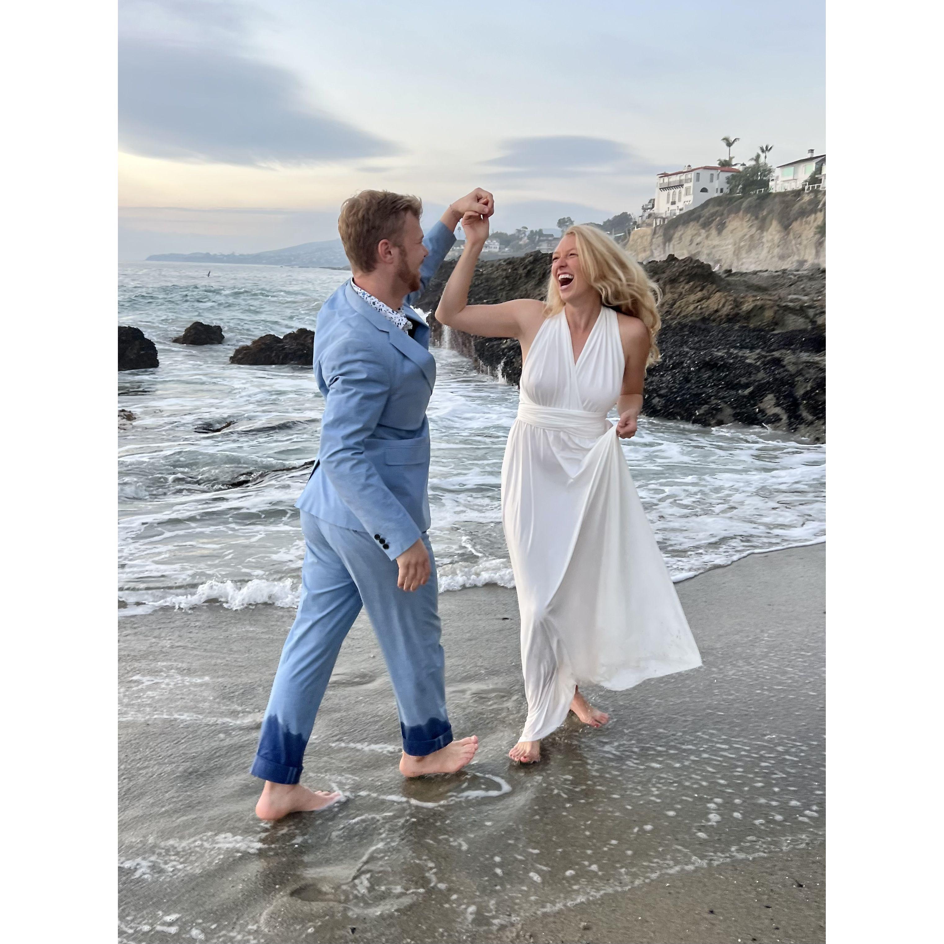 Dancing on the beach in Laguna Beach, CA