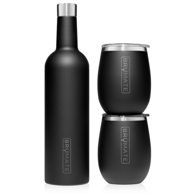 Winesulator + 2 Uncork'd XL Wine Tumblers/Lids | Matte Black