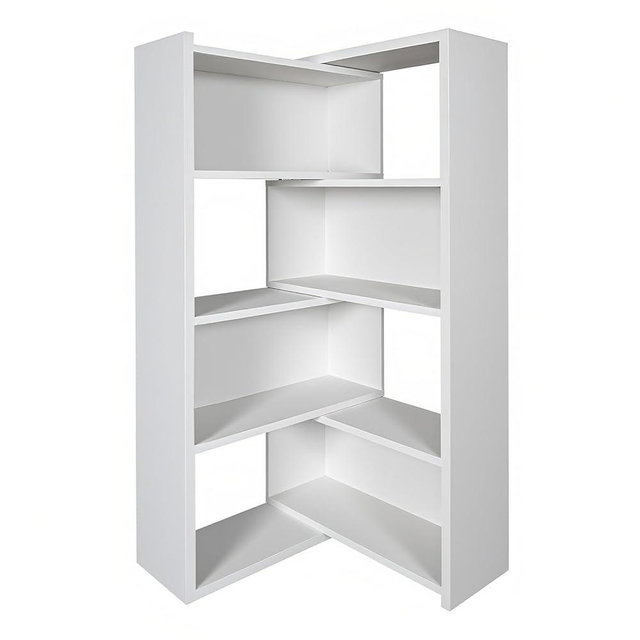 AKFJOSGE Expandable 3-in-1 Convertible Bookcase with Adjustable Width, Corner & Straight Shelf Design, 4-Tier Modern Storage Organizer, Space-Saving Wooden Bookshelf for Living Room, Bedroom