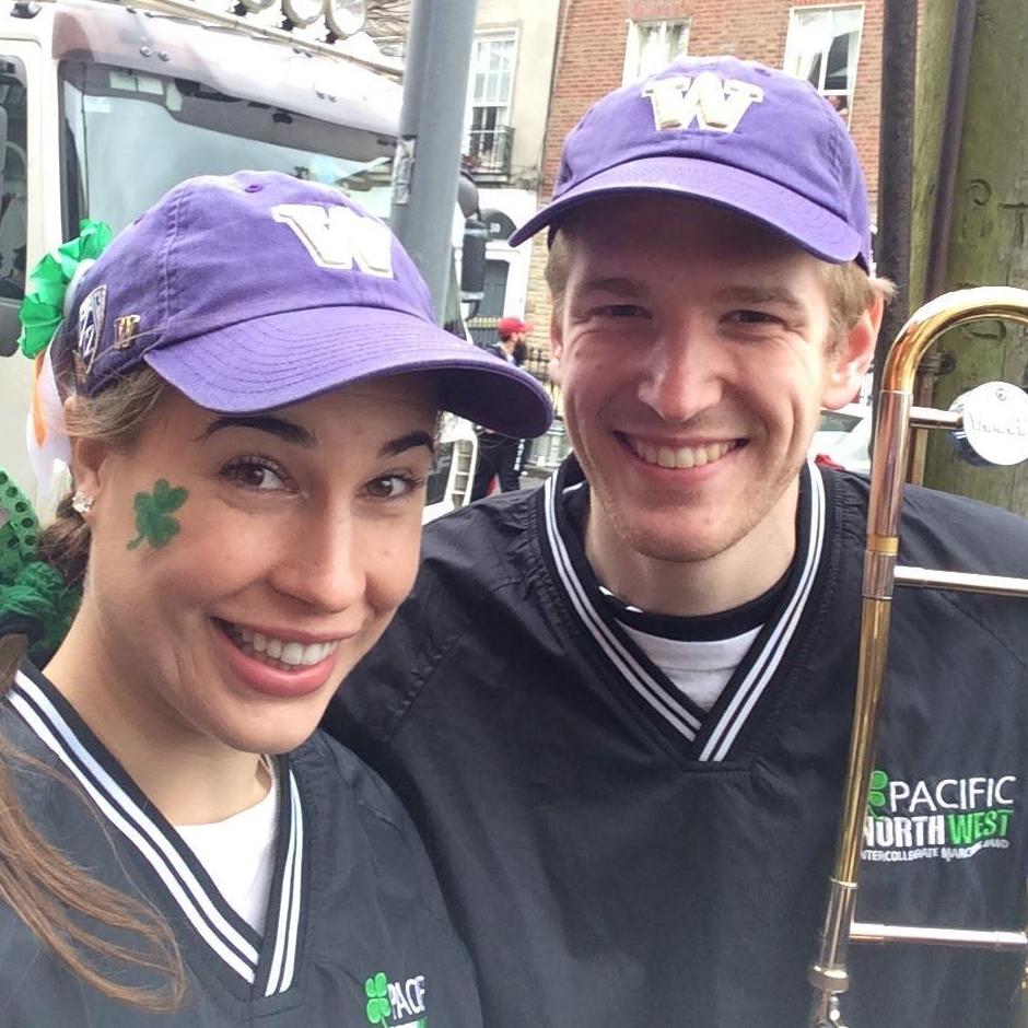 Marching in the St. Patrick's Day parade in Dublin, Ireland- March, 2017