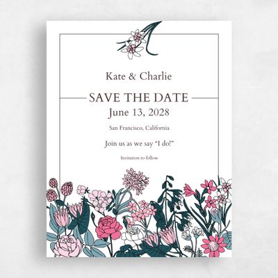 White Wedding Save the Date - Smith and Mills Border