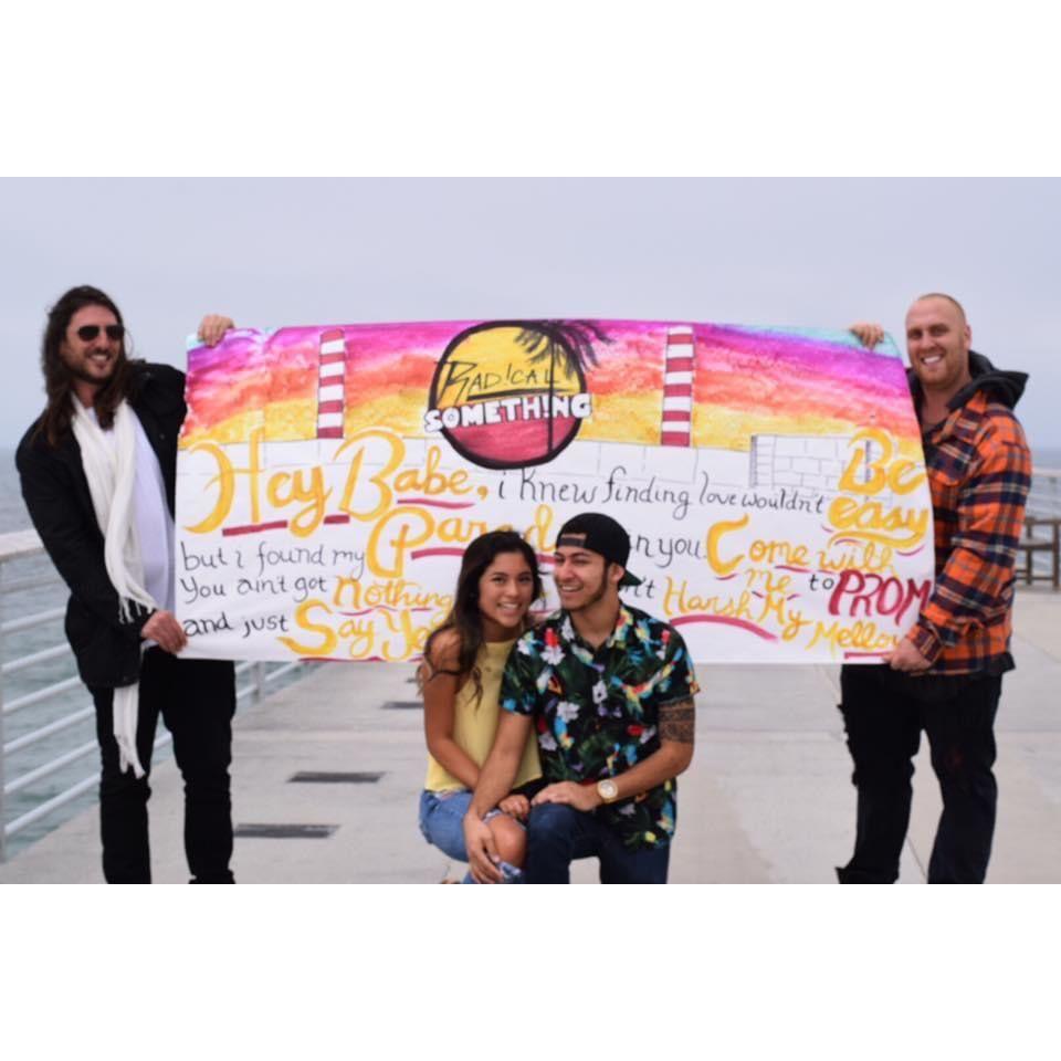 Marina asking me to Prom 2016 with my favorite band holding the sign