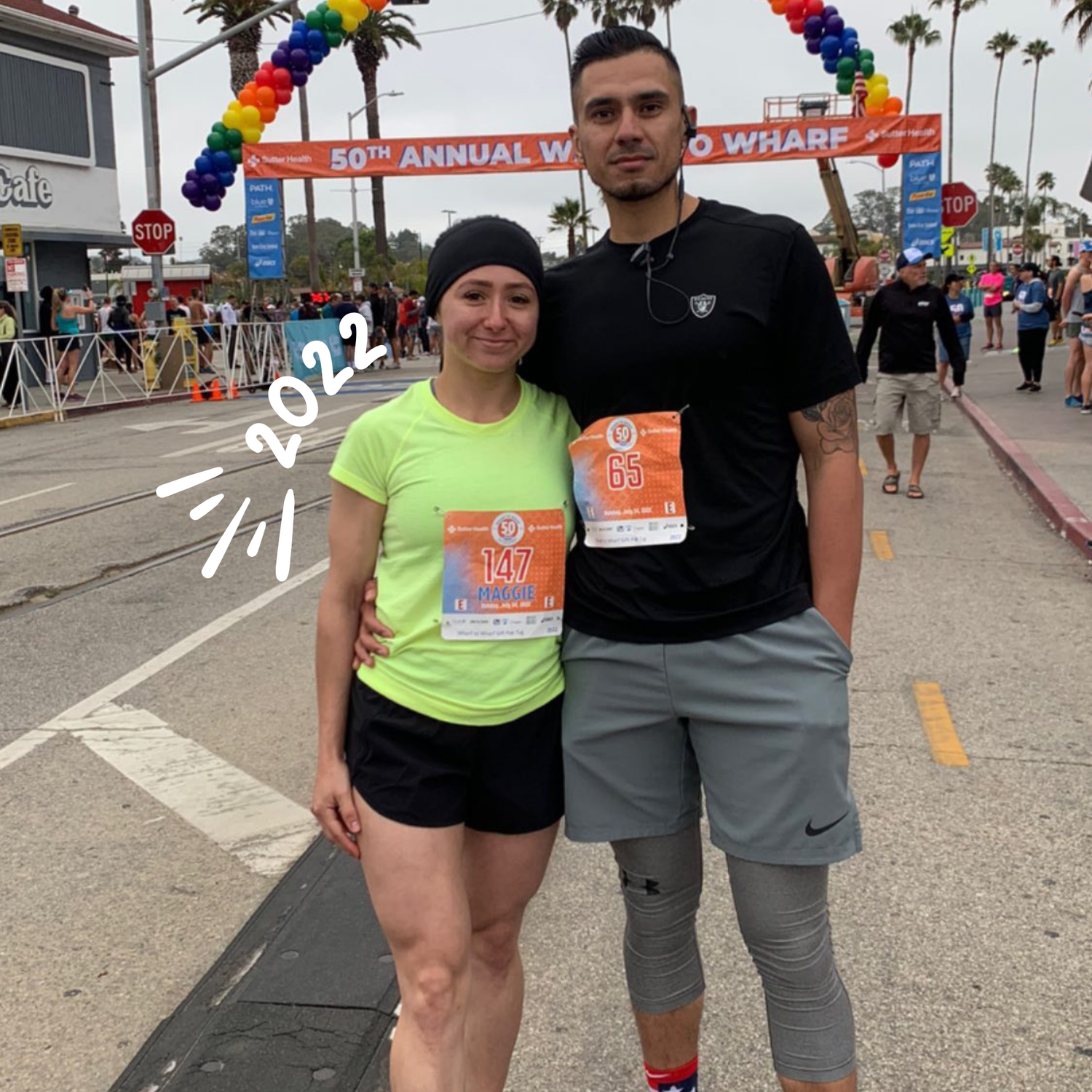 Wharf to Wharf — Our first race together, years before we fell in love with running. | Nuestra primera carrera juntos, años antes de que nos enamoráramos de correr.