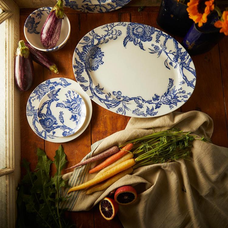 Caskata, Arcadia Blue Rimmed Oval Platter | Zola