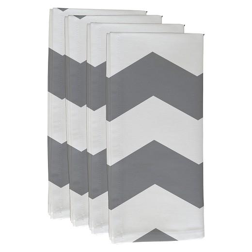 Geometric Decorative Napkin Set - Grey Chevron