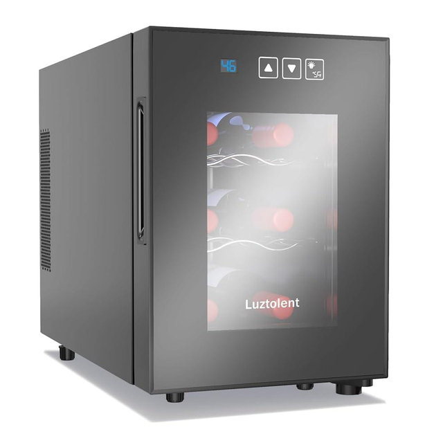 Luztolent 6 Bottles Wine Fridge, Thermoelectric Countertop Wine Cooler Refrigerator, 46-66℉ Digital Temperature Control &Energy Efficient Cooling, 38dB Quiet Mini Fridge for Home, Apartment or Office