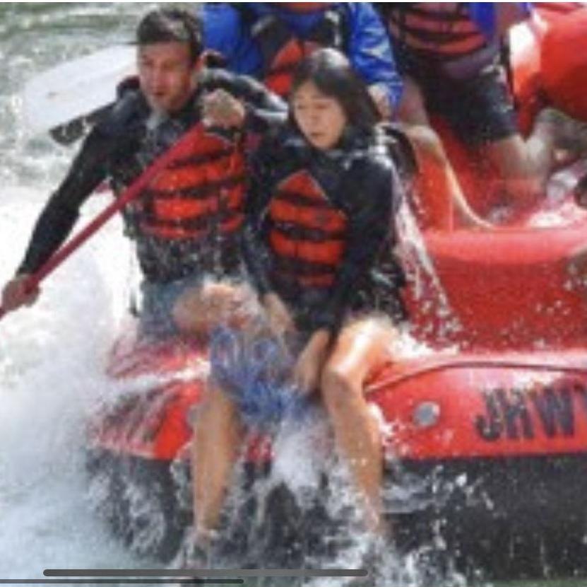 White water rafting in Jackson Hole, Wyoming, right before Karina fell off (August 2021)