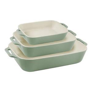 Staub Stoneware 3-pc, Baking Dish set, Eucalyptus color