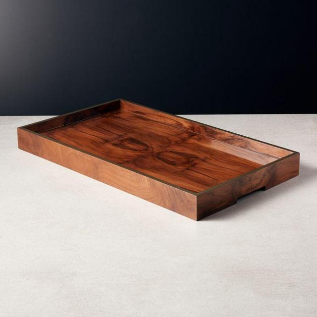 Marq Rectangular Burl Wood Tray