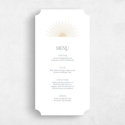 White Ticket Wedding Menu - Tramonti
